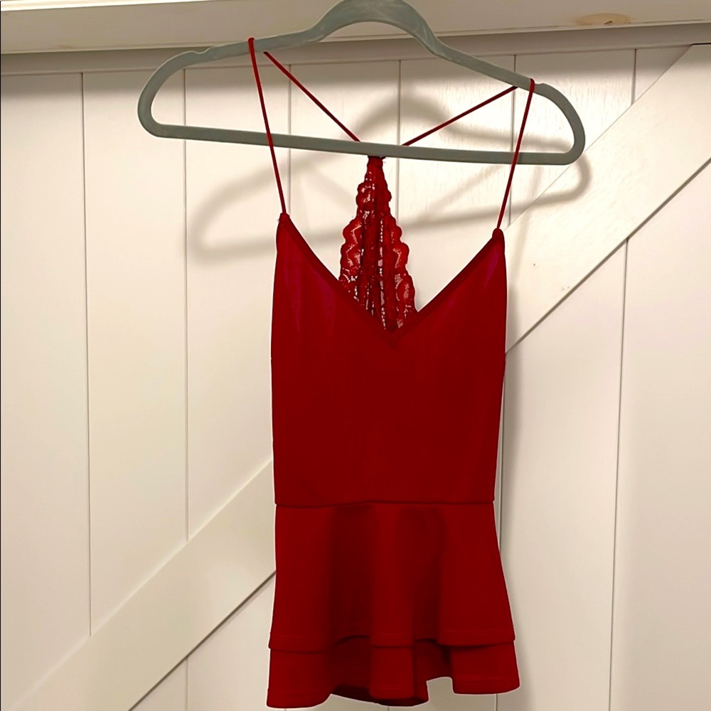 Elegant Red Lace-Back Cami Top